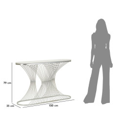 Consola Bande – Metal plateado y mármol 120x35x79 cm