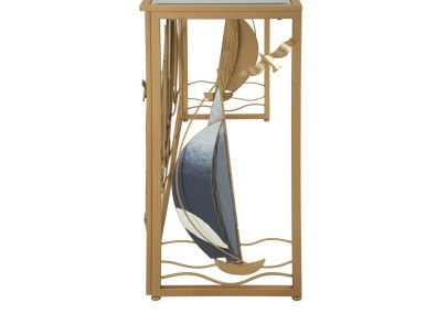 Console Vele – Métal doré, MDF et miroir multicolore 108x37x80 cm