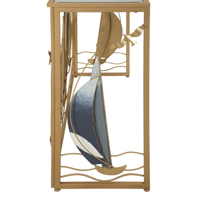Console Vele – Metallo dorato, MDF e specchio multicolore 108x37x80 cm