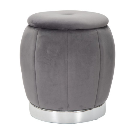 Pouf Coffre Paris Gris & Argent – Reflet d’Élégance Ø43 x 43 cm