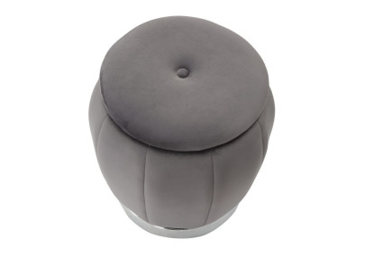 Pouf Coffre Paris Gris & Argent – Reflet d’Élégance Ø43 x 43 cm