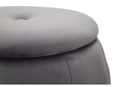 Pouf Coffre Paris Gris & Argent – Reflet d’Élégance Ø43 x 43 cm