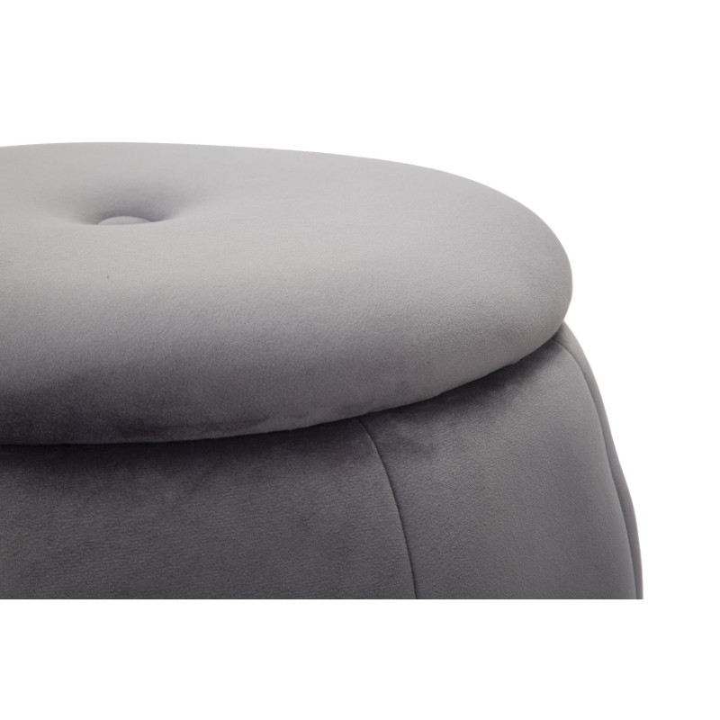 Pouf Coffre Paris Gris & Argent – Reflet d’Élégance Ø43 x 43 cm