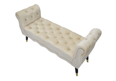 Banc Paris Crème & Or – Raffinement Doré 120 x 40 x 60 cm