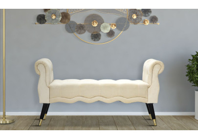 Banc Paris Crème & Or – Raffinement Doré 120 x 40 x 60 cm