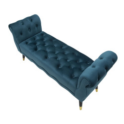 Banc Paris Bleu Sarcelle & Or – Brillance Contemporaine 120 x 40 x 60 cm