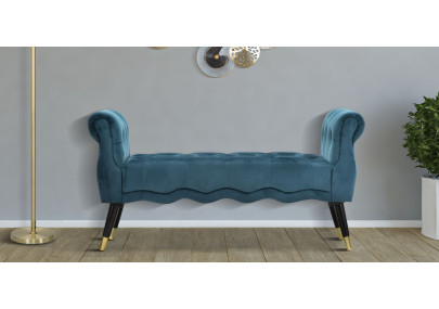 Banc Paris Bleu Sarcelle & Or – Brillance Contemporaine 120 x 40 x 60 cm