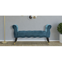 Banc Paris Bleu Sarcelle & Or – Brillance Contemporaine 120 x 40 x 60 cm