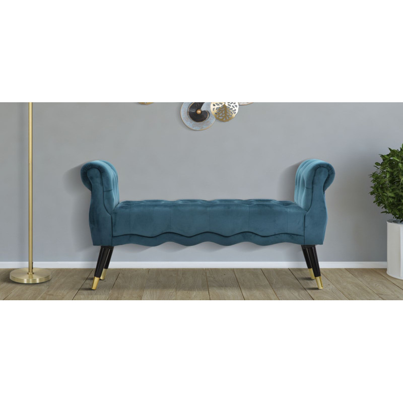 Banc Paris Bleu Sarcelle & Or – Brillance Contemporaine 120 x 40 x 60 cm