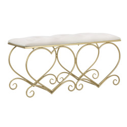 Banc Cœur Crème – Romantisme Sculptural 105 x 37,5 x 51,5 cm