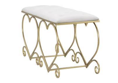 Banc Cœur Crème – Romantisme Sculptural 105 x 37,5 x 51,5 cm