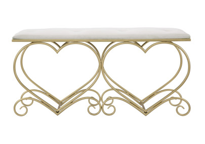 Banc Cœur Crème – Romantisme Sculptural 105 x 37,5 x 51,5 cm