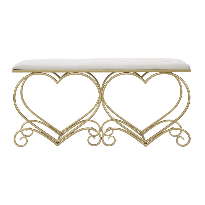 Banc Cœur Crème – Romantisme Sculptural 105 x 37,5 x 51,5 cm