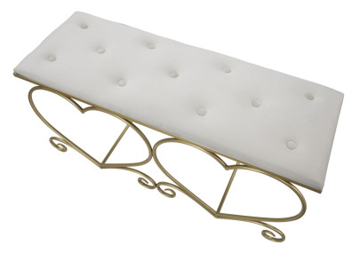 Banc Cœur Crème – Romantisme Sculptural 105 x 37,5 x 51,5 cm