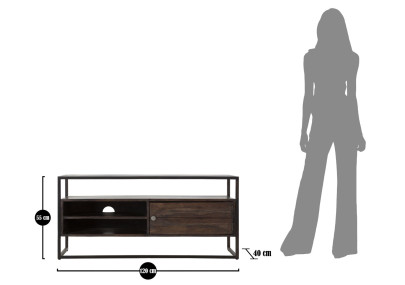 Meuble TV Burn en Acacia – Sobriété Naturelle 120 x 40 x 55 cm
