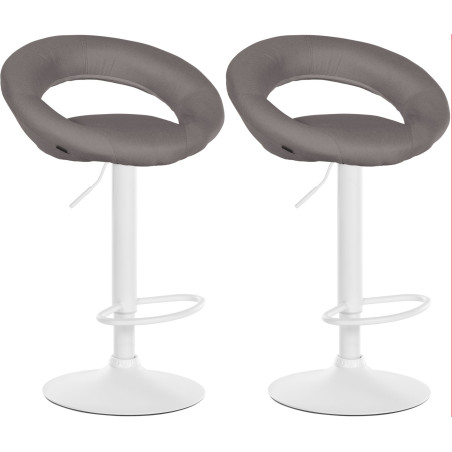 Ensemble de 2 tabourets de bar Olinda, tissu blanc/gris