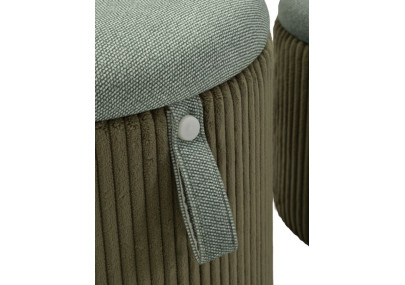 Pouf Coffre Bolzano Vert – Élégance Naturelle en Duo Ø38x38 - Ø32x28 cm