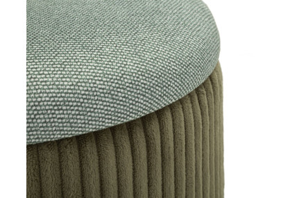 Pouf Coffre Bolzano Vert – Élégance Naturelle en Duo Ø38x38 - Ø32x28 cm