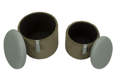 Pouf Coffre Bolzano Vert – Élégance Naturelle en Duo Ø38x38 - Ø32x28 cm