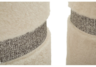 Pouf Coffre Saint-Moritz Crème – Duo Montagnard Raffiné Ø40x47 - Ø32x38 cm