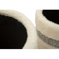 Pouf Coffre Saint-Moritz Crème – Duo Montagnard Raffiné Ø40x47 - Ø32x38 cm