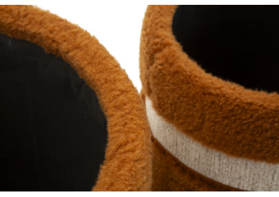 Pouf Coffre Saint-Moritz Marron – Chaleur Alpine en Duo Ø40x47 - Ø32x38 cm