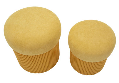 Pouf Coffre Aspen Moutarde – Harmonie Contemporaine Ø42x44 - Ø35x37 cm