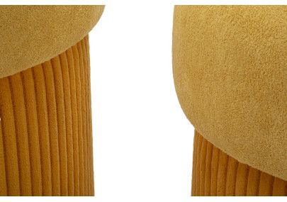 Pouf Coffre Aspen Moutarde – Harmonie Contemporaine Ø42x44 - Ø35x37 cm