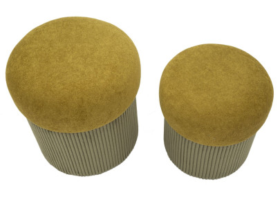 Pouf Coffre Aspen Vert – Fraîcheur d’Altitude Ø42x44 - Ø35x37 cm