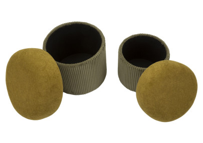 Pouf Coffre Aspen Vert – Fraîcheur d’Altitude Ø42x44 - Ø35x37 cm