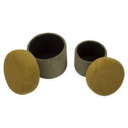 Pouf Coffre Aspen Vert – Fraîcheur d’Altitude Ø42x44 - Ø35x37 cm