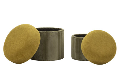 Pouf Coffre Aspen Vert – Fraîcheur d’Altitude Ø42x44 - Ø35x37 cm