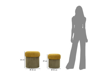 Pouf Coffre Aspen Vert – Fraîcheur d’Altitude Ø42x44 - Ø35x37 cm