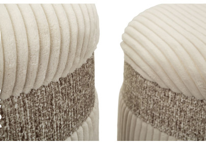 Pouf Coffre Cortina Crème – Élégance en Trio Ø40,5x49,5 - Ø35x42 - Ø31x38 cm