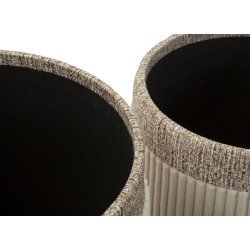 Pouf Coffre Cortina Crème – Élégance en Trio Ø40,5x49,5 - Ø35x42 - Ø31x38 cm