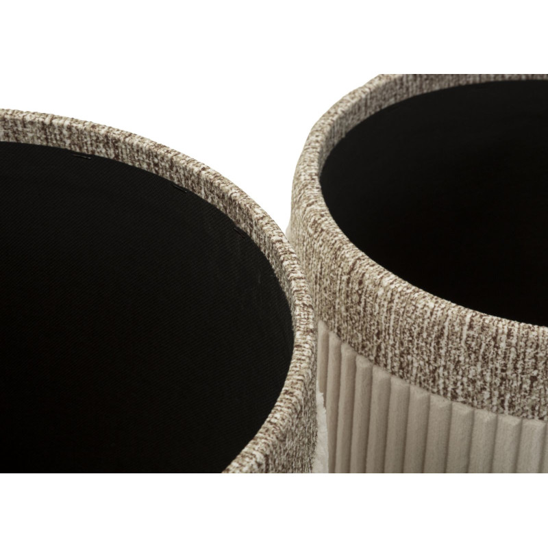 Pouf Coffre Cortina Crème – Élégance en Trio Ø40,5x49,5 - Ø35x42 - Ø31x38 cm