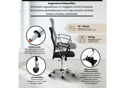 Chaise de bureau noire Washington