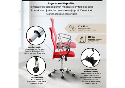 Chaise de bureau rouge Washington