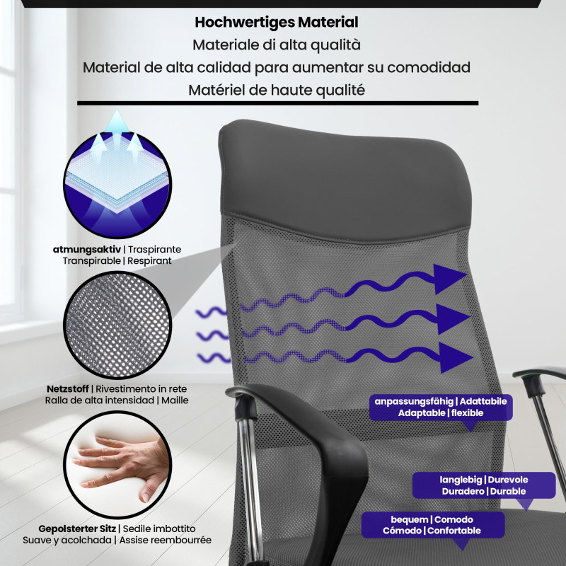 Chaise de bureau grise Washington