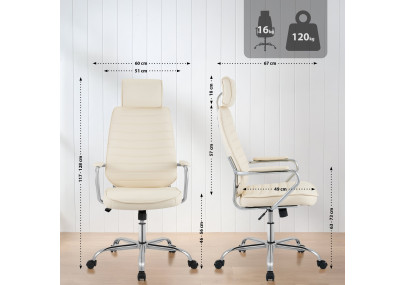 Chaise de bureau Rako, crème