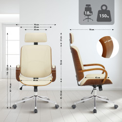Chaise de bureau Dayton, noyer/cr?me