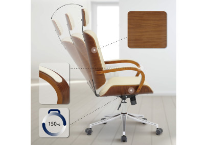 Chaise de bureau Dayton, noyer/cr?me