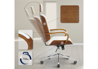 Chaise de bureau Dayton noyer/blanc