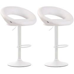 Pack de 2 taburetes de barra Olinda en polipiel Blanco,Blanco