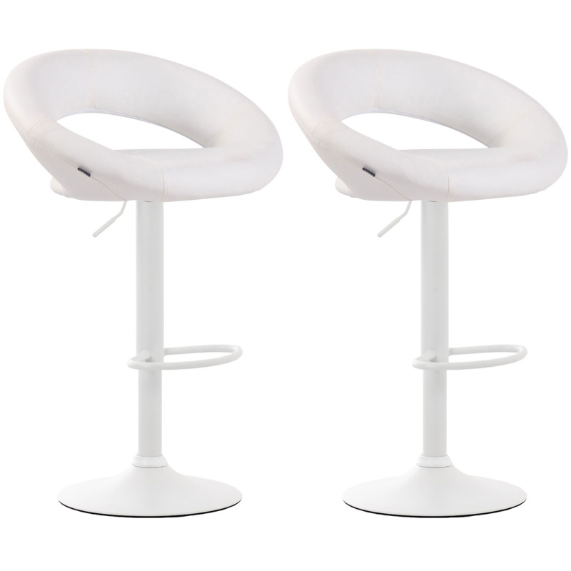Ensemble de 2 tabourets de bar Olinda, similicuir, blanc blanc