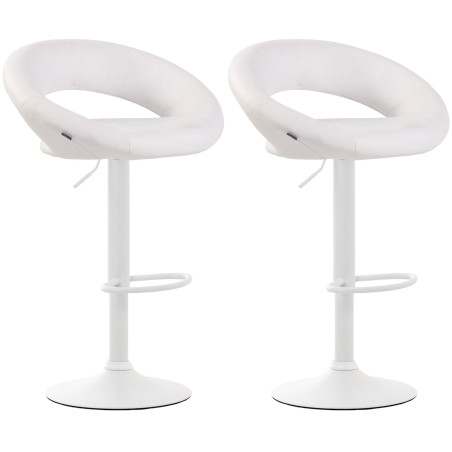 Pack de 2 taburetes de barra Olinda en polipiel Blanco,Blanco