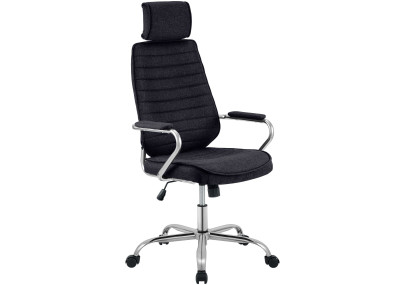 Chaise de bureau Rako, tissu noir