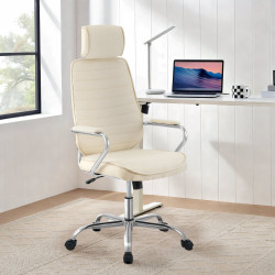 Chaise de bureau Rako, tissu crème