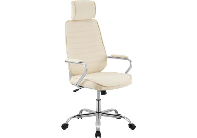 Chaise de bureau Rako, tissu crème