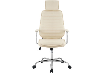 Chaise de bureau Rako, tissu crème